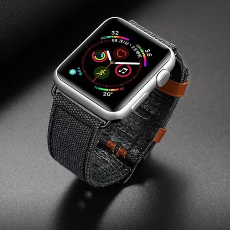 [47] Dây da bọc vải Apple Watch Series 7 / 6 / 5 / 4 / 3 Dux Ducis - Metroshop