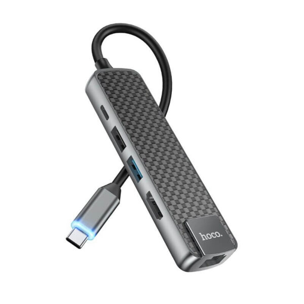 [628] Hub USB-C ra HDMI - LAN - USB 3.0 HOCO HB23 - Metroshop