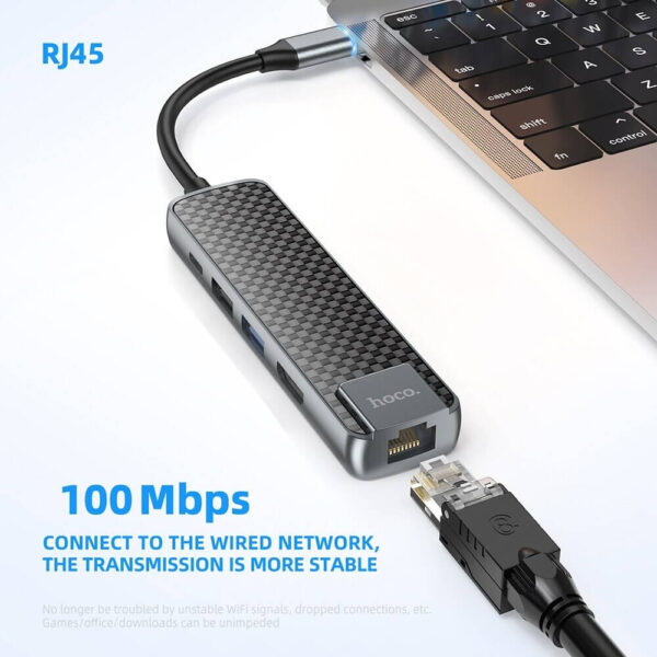 [628] Hub USB-C ra HDMI - LAN - USB 3.0 HOCO HB23 - Metroshop