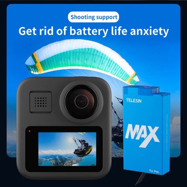 [796] Pin GoPro Max 1600mAh Telesin & Dock sạc - Metroshop