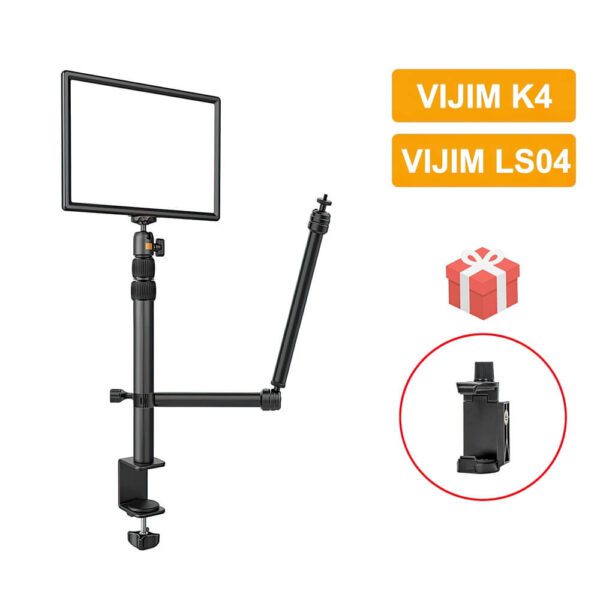 [195] Giá đỡ kèm đèn LED Livestream kẹp cạnh bàn Ulanzi VIJIM K4 - Metroshop