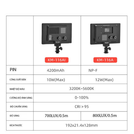[795] Đèn LED chụp hình quay video tích hợp pin Kingma - Metroshop
