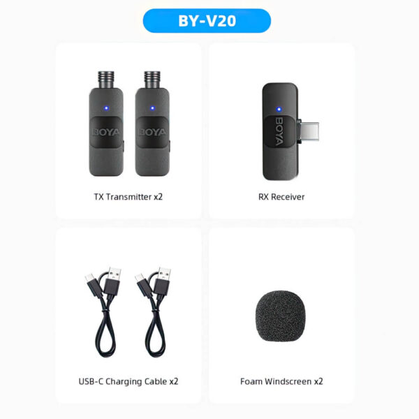 [360] Mic không dây 2 người cho điện thoại BOYA BY-V2 / V20 - Metroshop