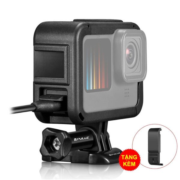 [733] Khung bảo vệ GoPro 12 / 11 / 10 / 9 kèm nắp pin Puluz - Metroshop