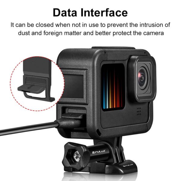 [733] Khung bảo vệ GoPro 12 / 11 / 10 / 9 kèm nắp pin Puluz - Metroshop