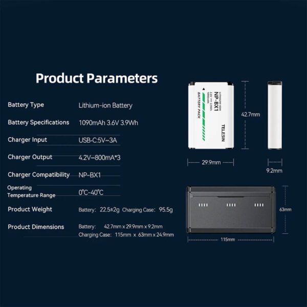 [926] Pin NP-BX1 cho Sony và dock sạc Telesin - Metroshop