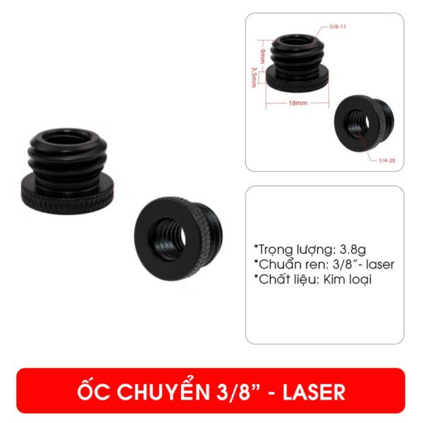 [142] Ốc chuyển chân Laser sang ren máy ảnh 1/4 3/8 - Metroshop