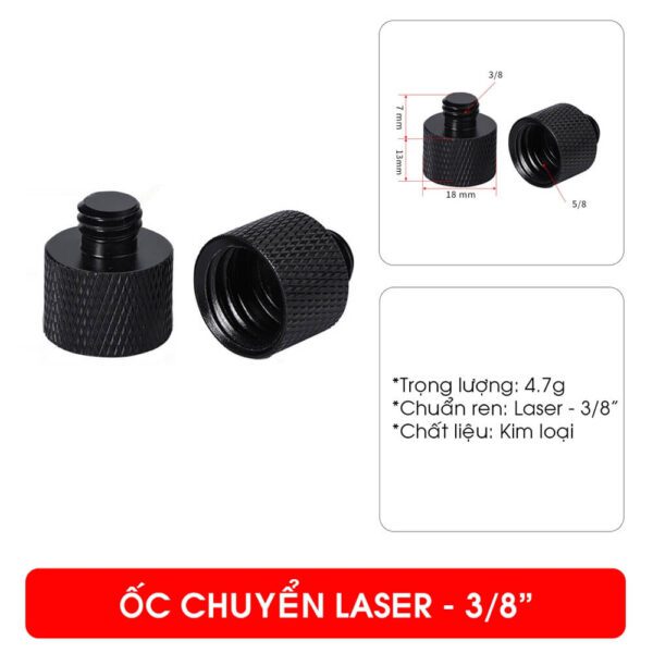 [142] Ốc chuyển chân Laser sang ren máy ảnh 1/4 3/8 - Metroshop