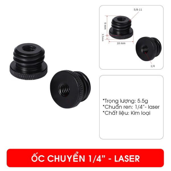 [142] Ốc chuyển chân Laser sang ren máy ảnh 1/4 3/8 - Metroshop