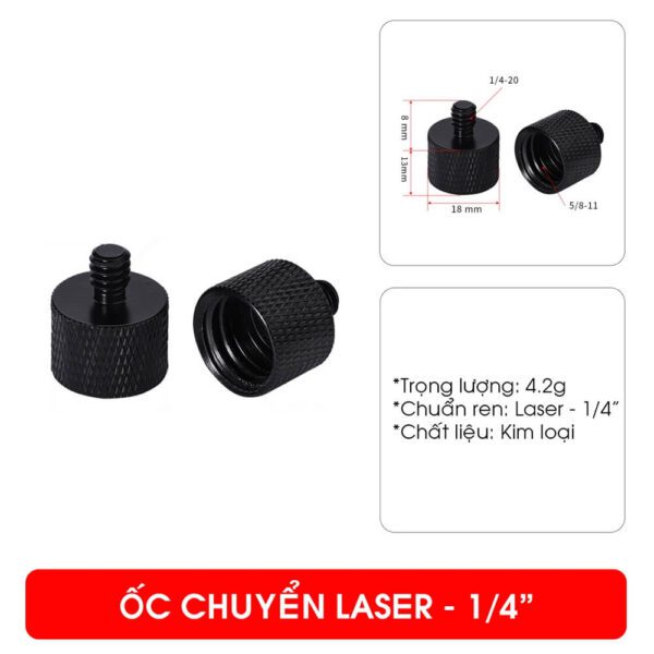 [142] Ốc chuyển chân Laser sang ren máy ảnh 1/4 3/8 - Metroshop