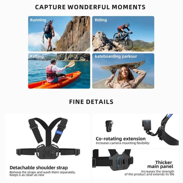 [277] Dây đeo ngực GoPro và Action Cam Telesin NEW V2 - Metroshop