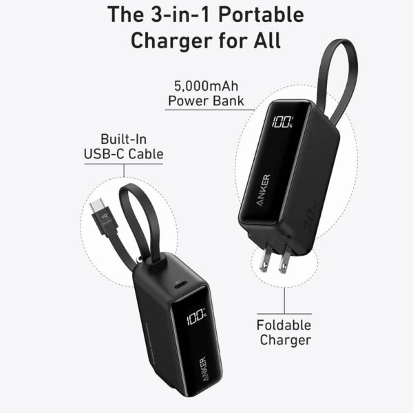 [482] Pin dự phòng 5.000mAh kiêm củ sạc 30W Anker A1636 - Metroshop