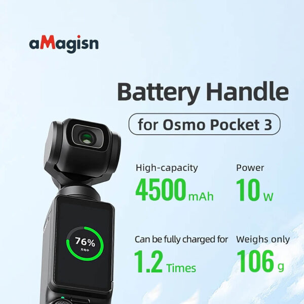 [568] Tay cầm pin mở rộng DJI Osmo Pocket 3 Amagisn - Metroshop