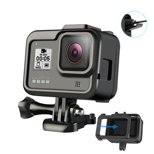 [235] Khung bảo vệ GoPro 8 tích hợp khe gắn LED MIC - Metroshop