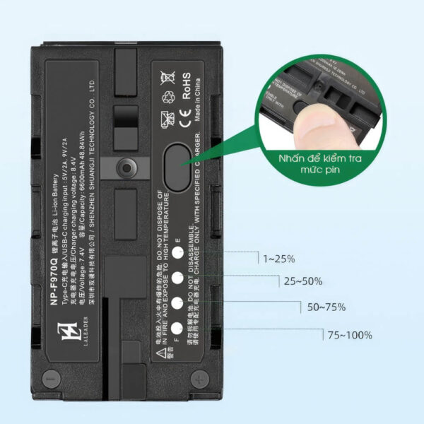 [283] Pin sạc NP-F970 NP-F750 cho đèn LED Laleader - Metroshop