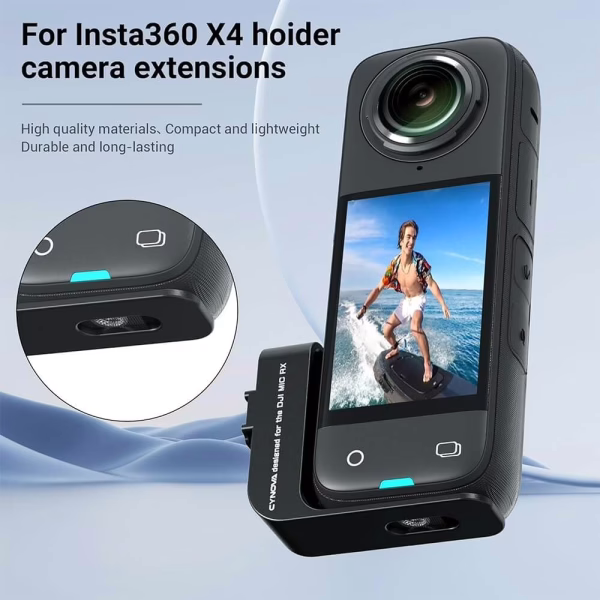 [703] Ngàm gắn DJI Mic 2 / Mini lên insta360 X5 / X4 Cynova - Metroshop