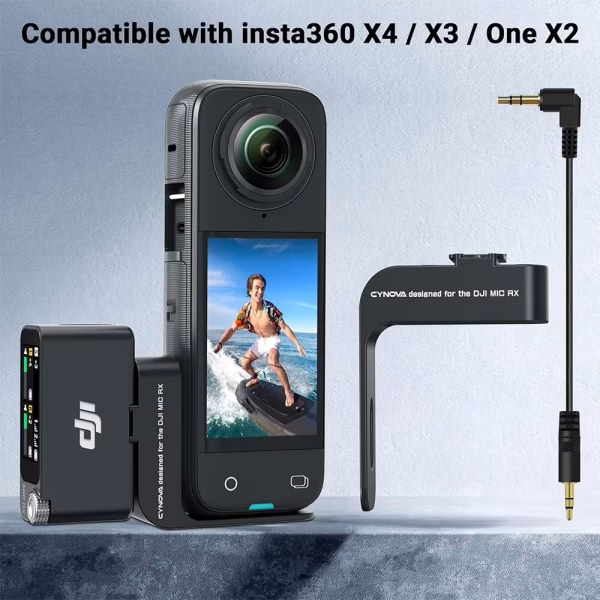 [703] Ngàm gắn DJI Mic 2 / Mini lên insta360 X5 / X4 Cynova - Metroshop